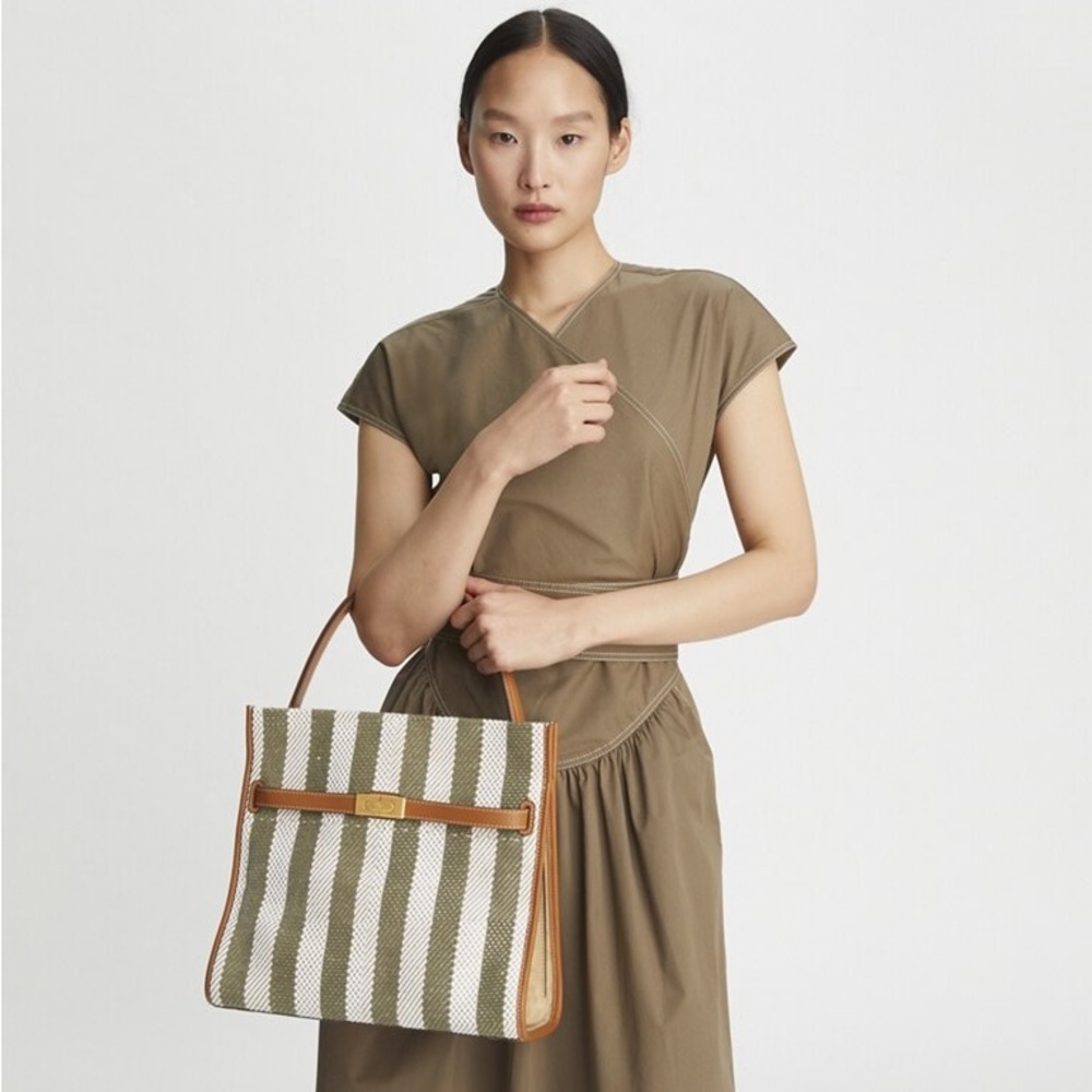 NWOT Tory Burch LEE RADZIWILL STRIPE DOUBLE BAG $1,098 - Picture 4 of 12